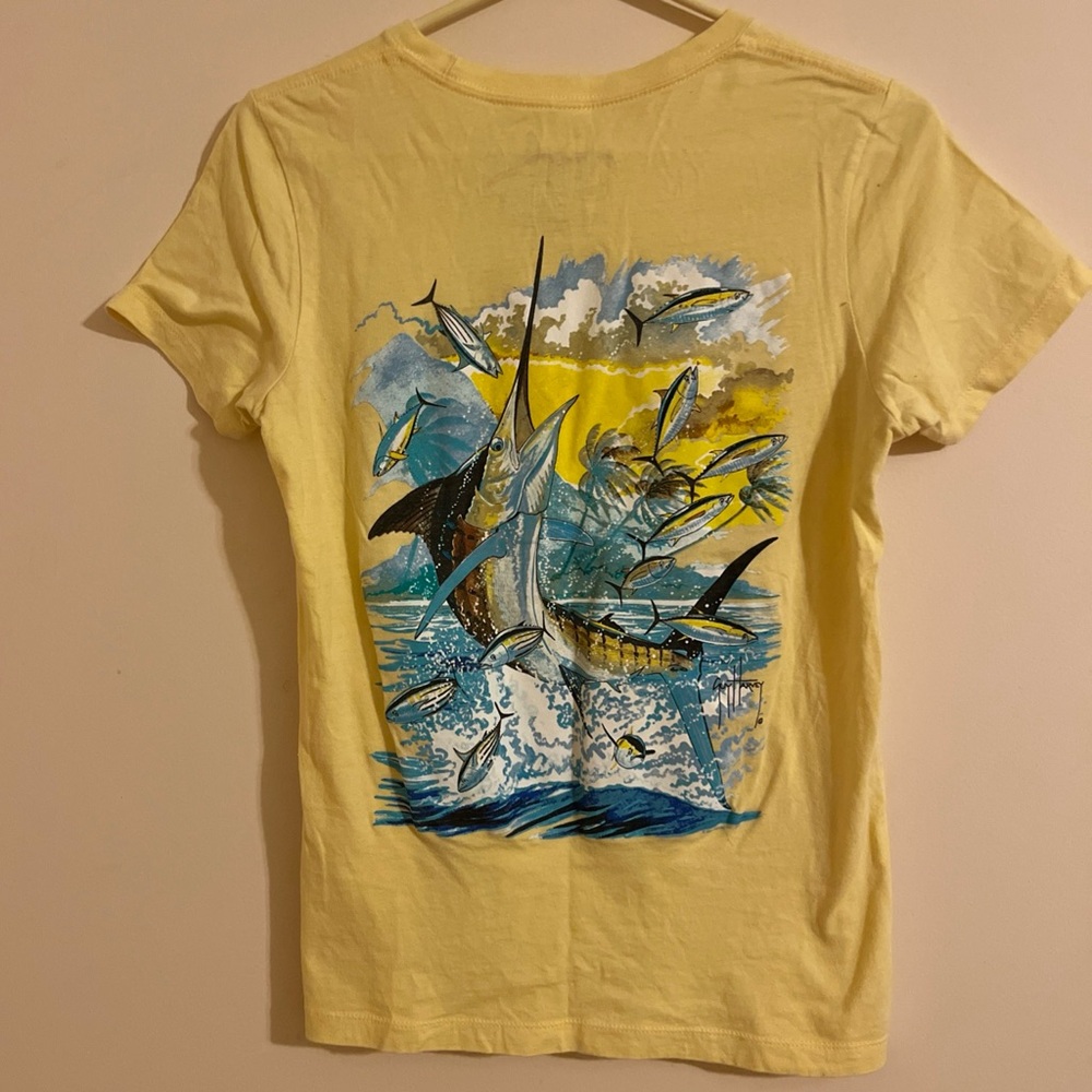 Guy Harvey Marlin Fishing Boat Yellow T Shirt XS